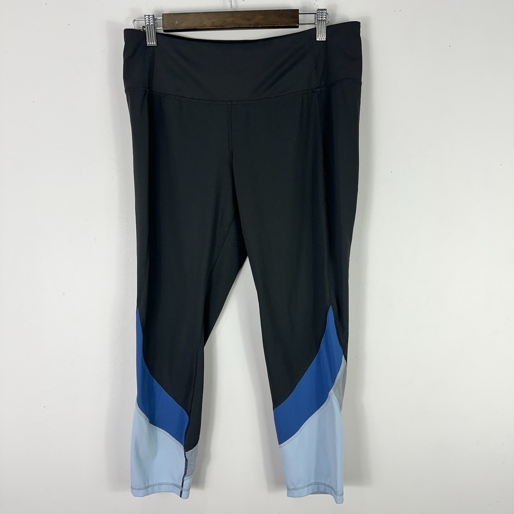 Tangerine Leggings Womens XL Black Gray Blue Colorblock Capri Athleisure Workout